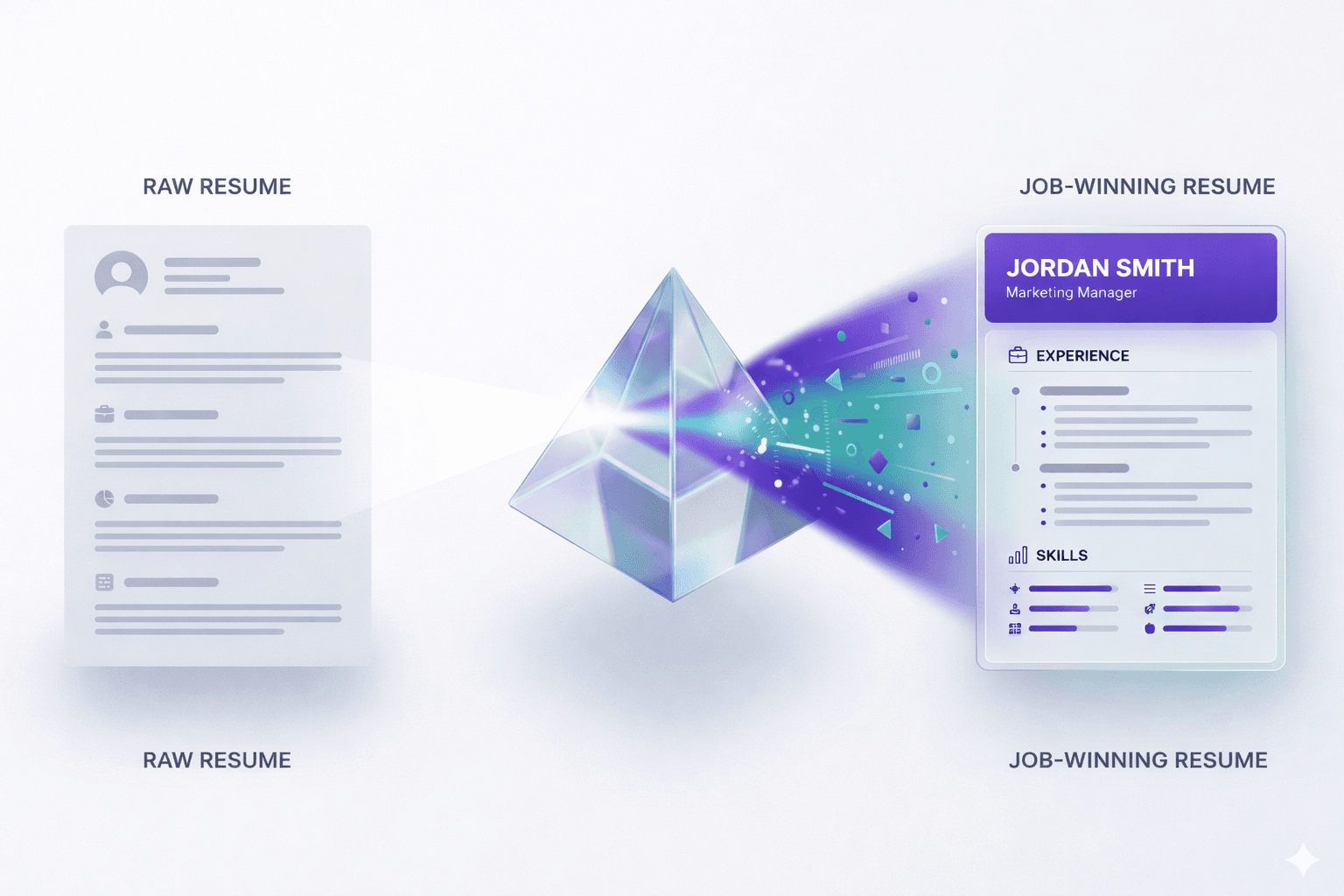 HireMeh AI Dashboard showing tailored resume results